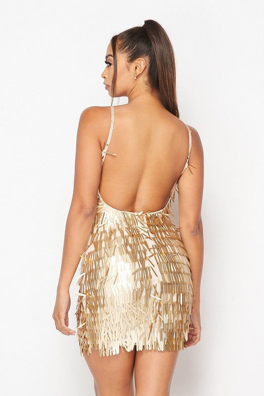 Gold Sequin Party Dress