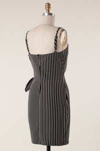 Black & White Striped Wrap Dress