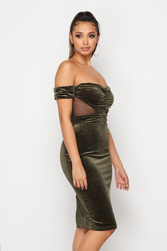 Olive Velvet Bodycon Dress