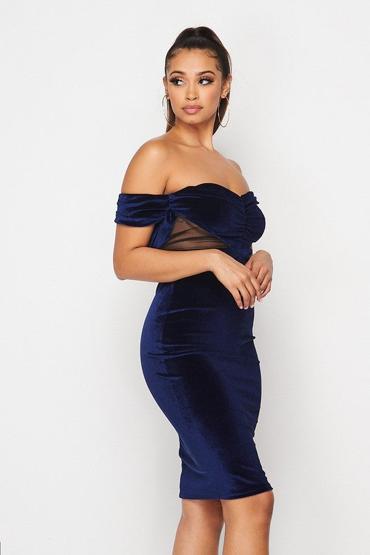 Navy Velvet Bodycon Dress