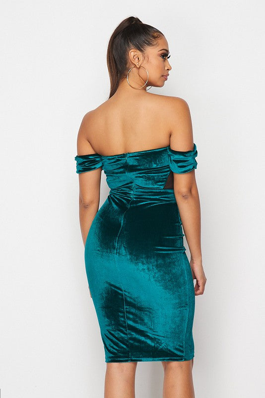 Emerald Velvet Bodycon Dress