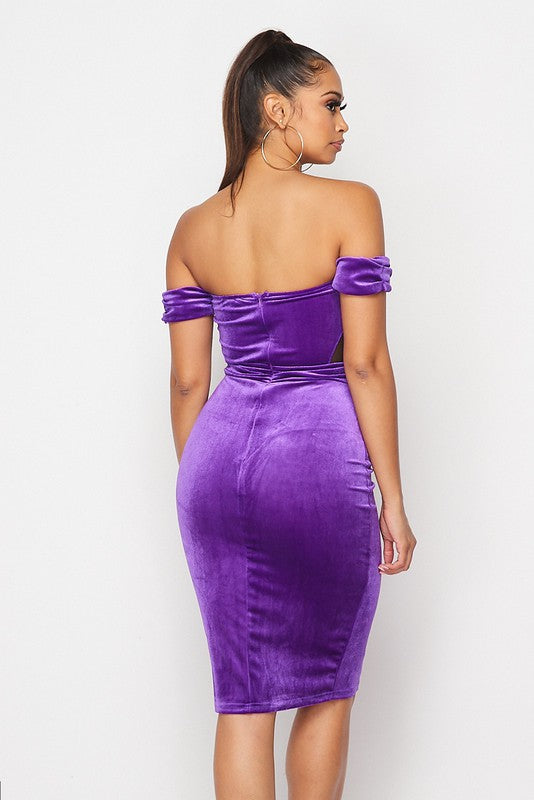 Purple Velvet Bodycon Dress