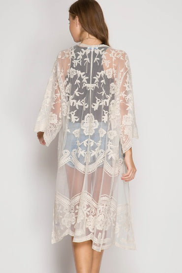 Flower Lace Crochet Kimono