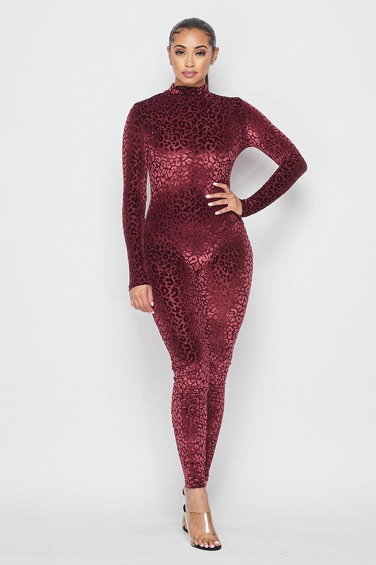 Mesh Velvet Leopard Jumpsuit