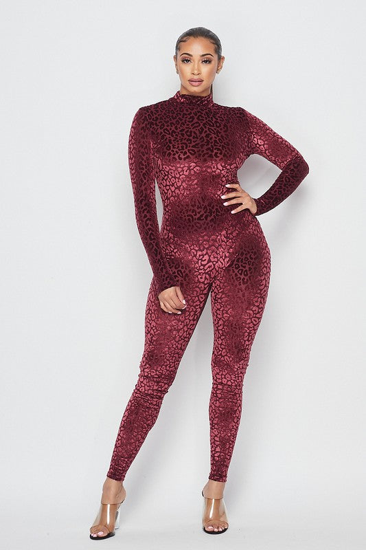 Mesh Velvet Leopard Jumpsuit