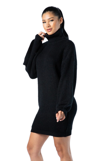 Black Turtleneck Mini Dress