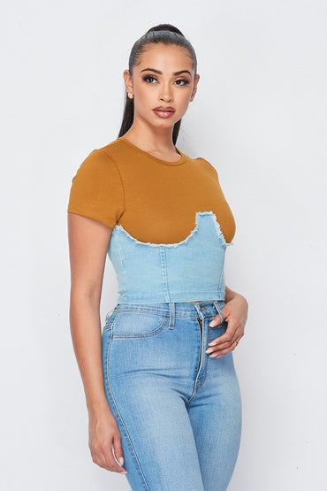 Mustard Denim Top