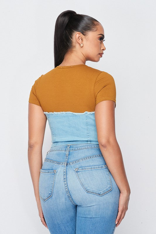 Mustard Denim Top