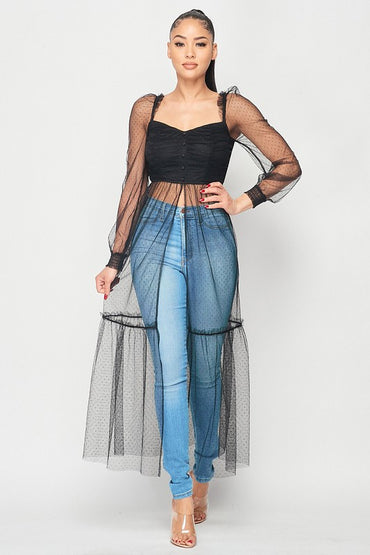 Sexy Mesh Polka Dot Festival Top