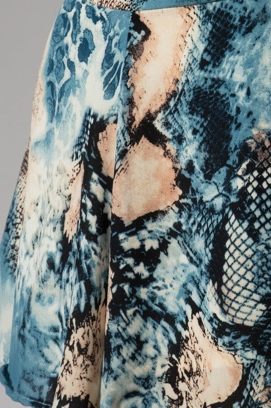 Snake Print Elastic Waist Shorts