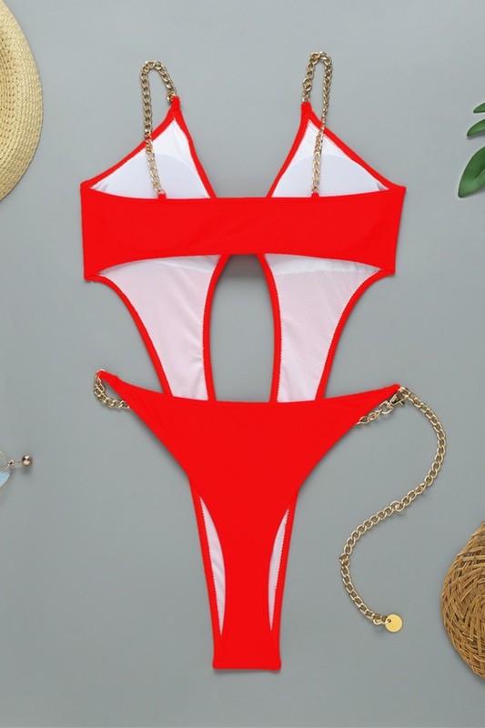 Red One Piece With Chain Belt