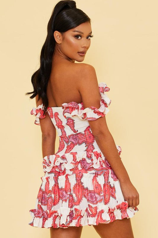 Paisley Scrunch Mini Dress