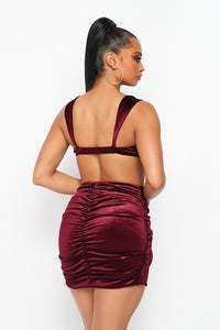 Burgundy Velvet Skirt Set