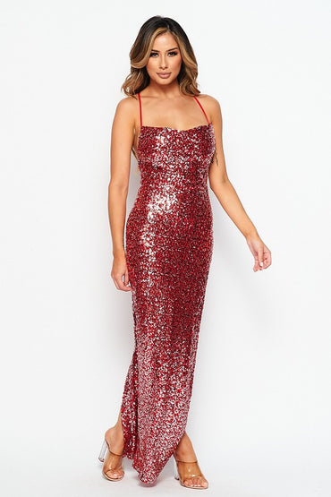 Ready To Sparkle Slit Maxi Dress