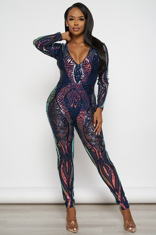 Let It Shine Jumpsuit - Navy