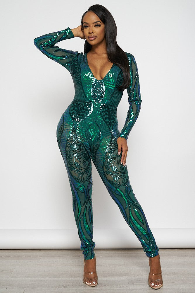 Let It Shine Jumpsuit - Green