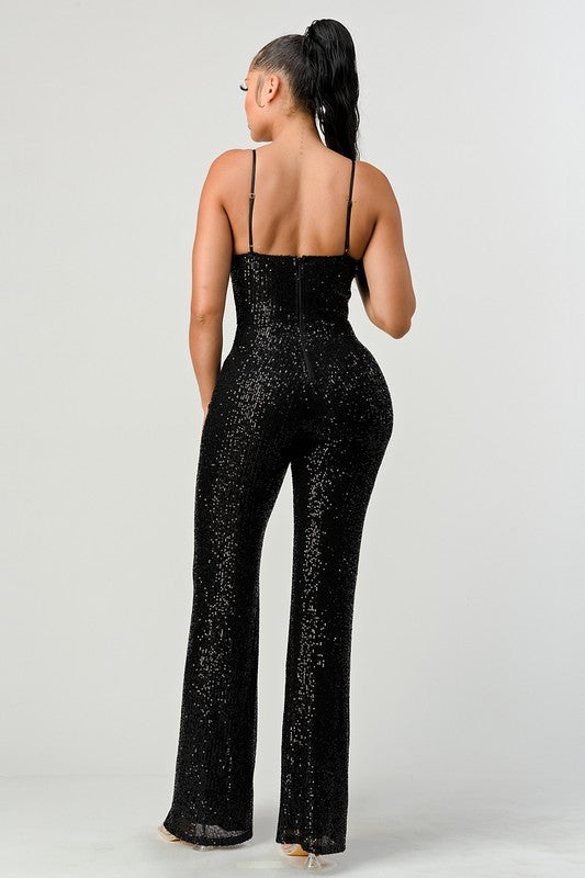 Glisten All Night Jumpsuit - Black