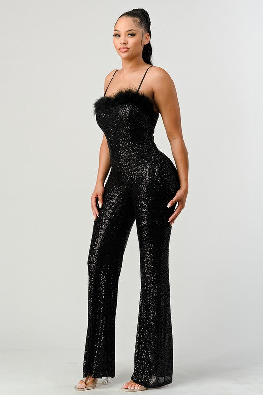 Glisten All Night Jumpsuit - Black