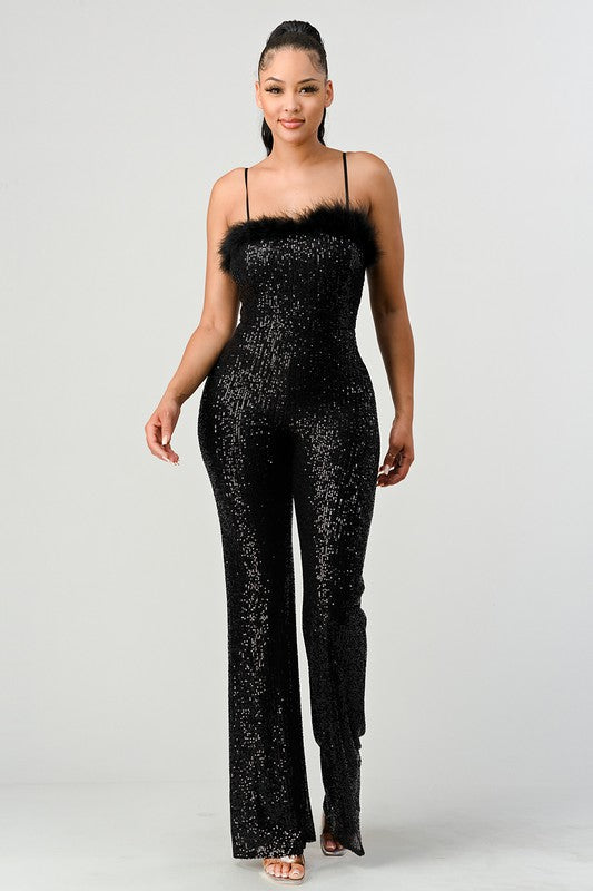 Glisten All Night Jumpsuit - Black