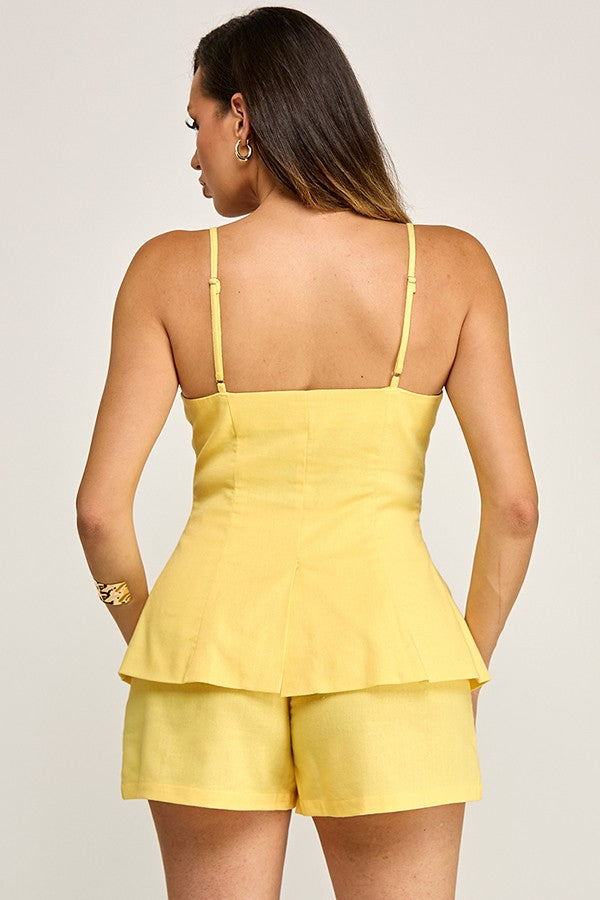Lemon Linen Tailored Short Set