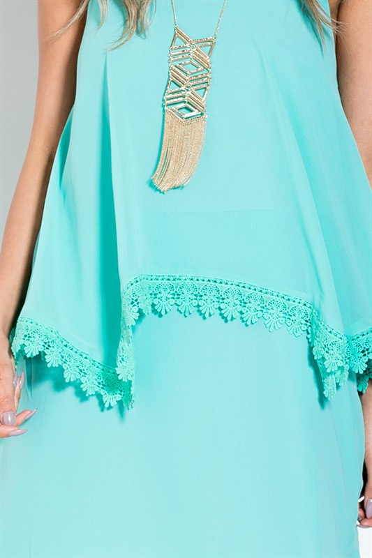 Crochet Hem Layered Dress