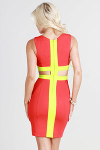 Contrast Cut-Out Bodycon Dress