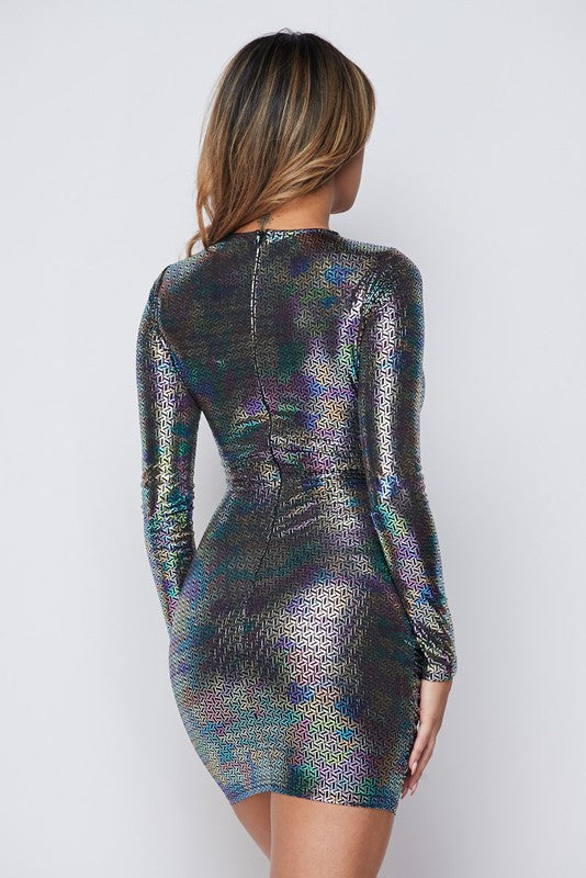 Holographic Cut Out Mini Dress