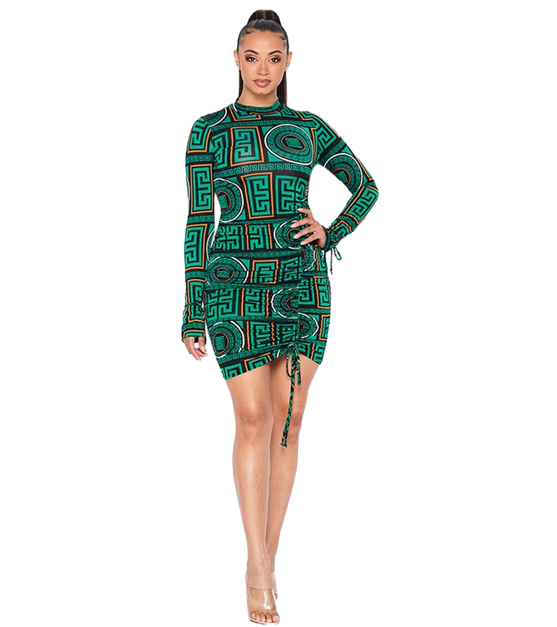 Green Medallion Mini Dress