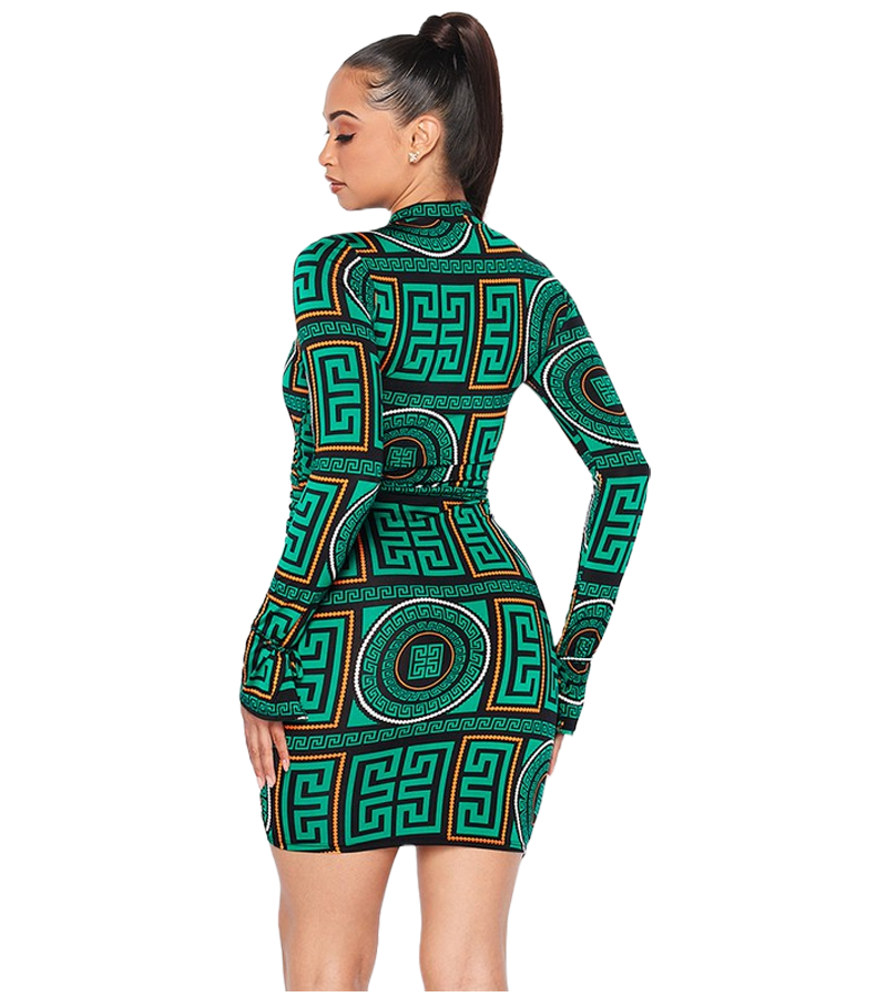 Green Medallion Mini Dress