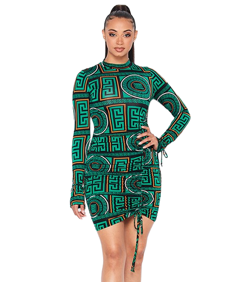 Green Medallion Mini Dress