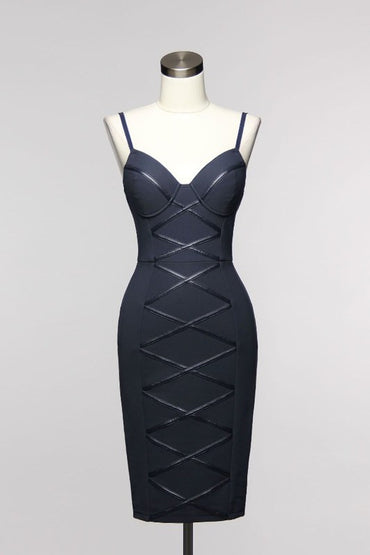 Navy Midi Bustier Dress