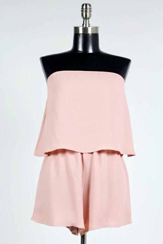 Dusty Rose Strapless Romper