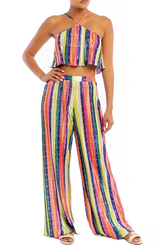 Rainbow Pleats Pant Set