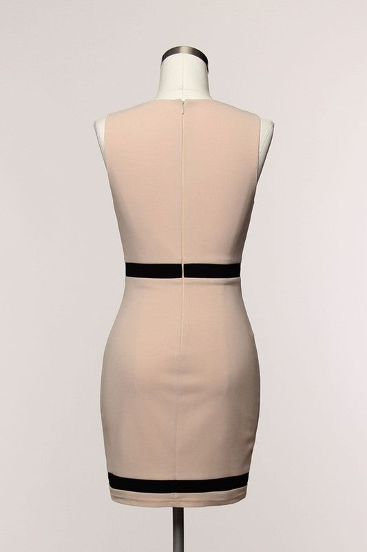 Sleeveless Colorblock Bodycon Dress