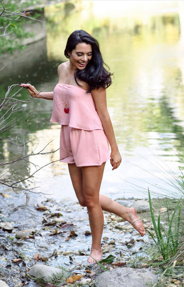 Dusty Rose Strapless Romper