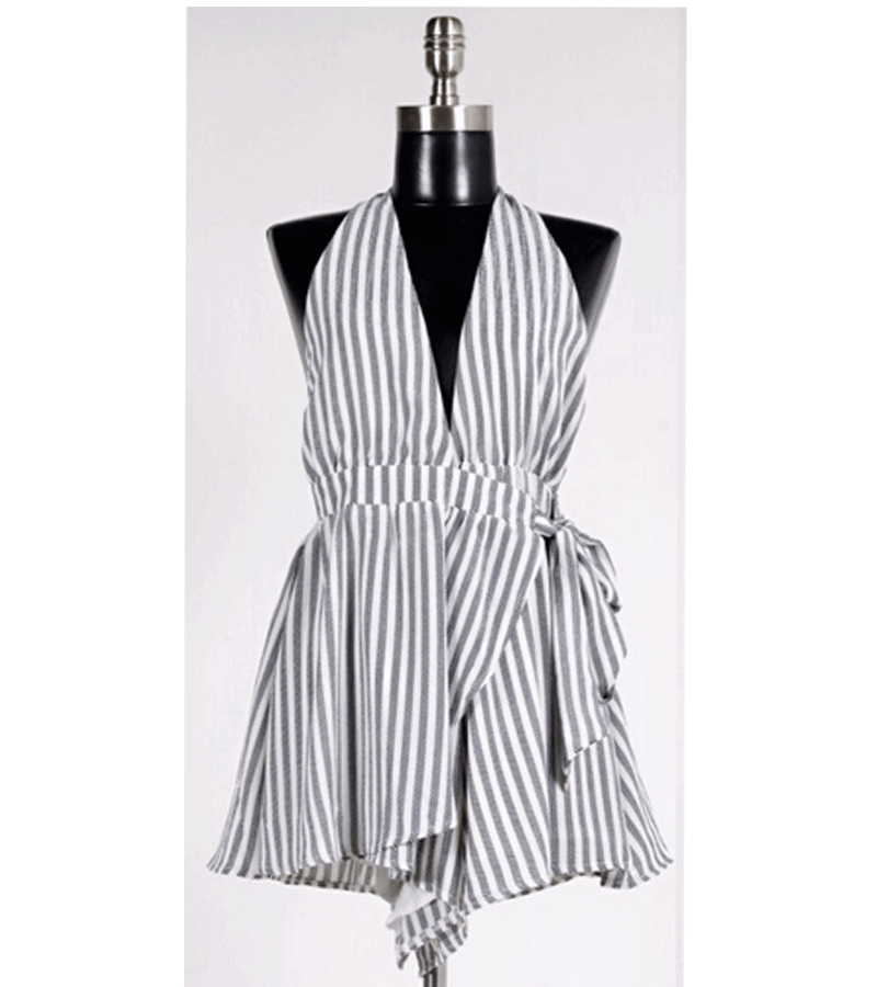 Ivory Striped Romper