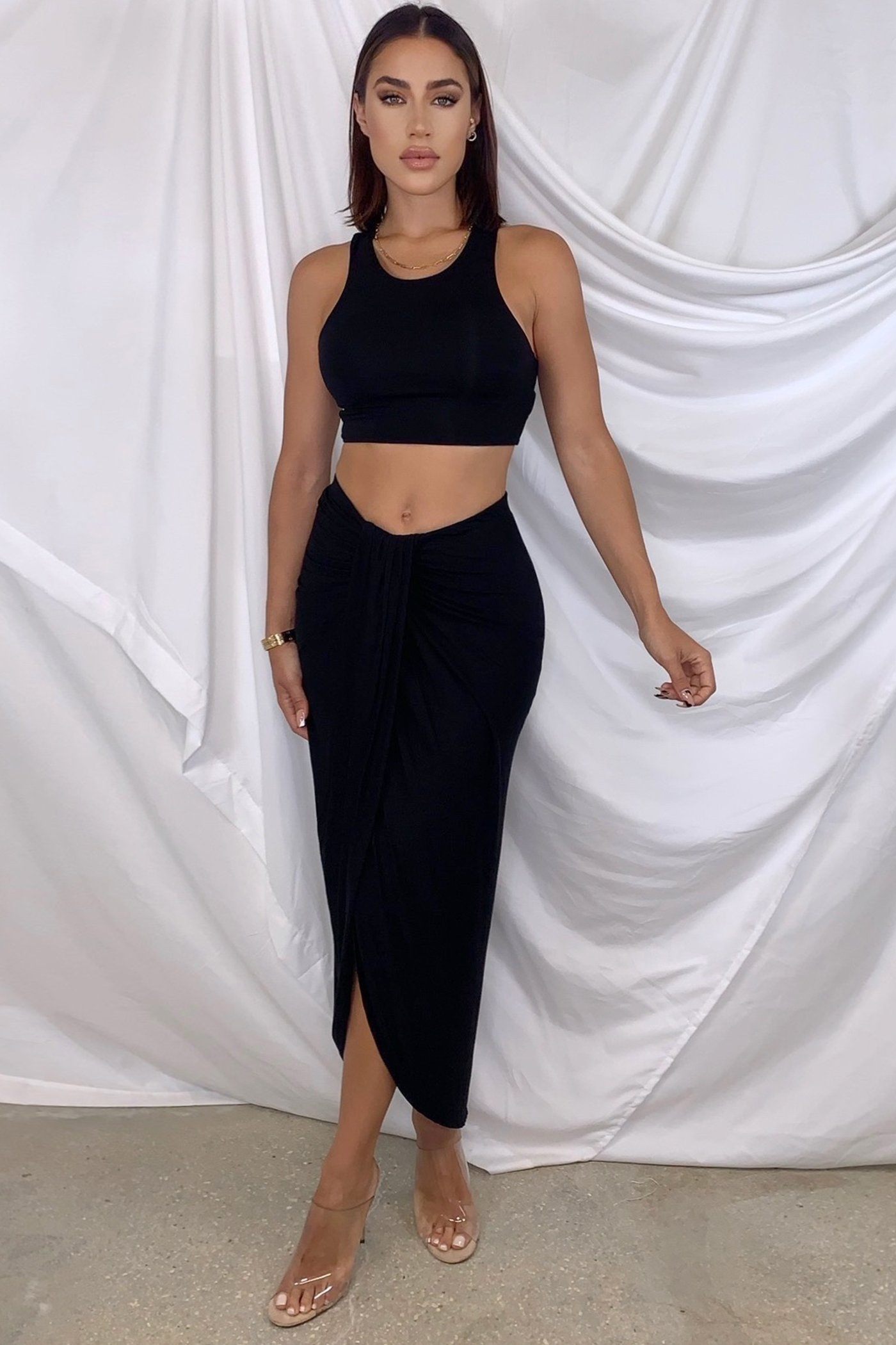 Black Two Piece Skirt Set