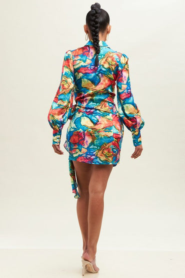 Work of Art Shirt Wrap Mini Dress