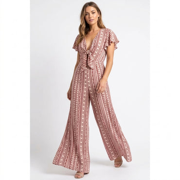 Geo Print Wide Leg Jumpsuit