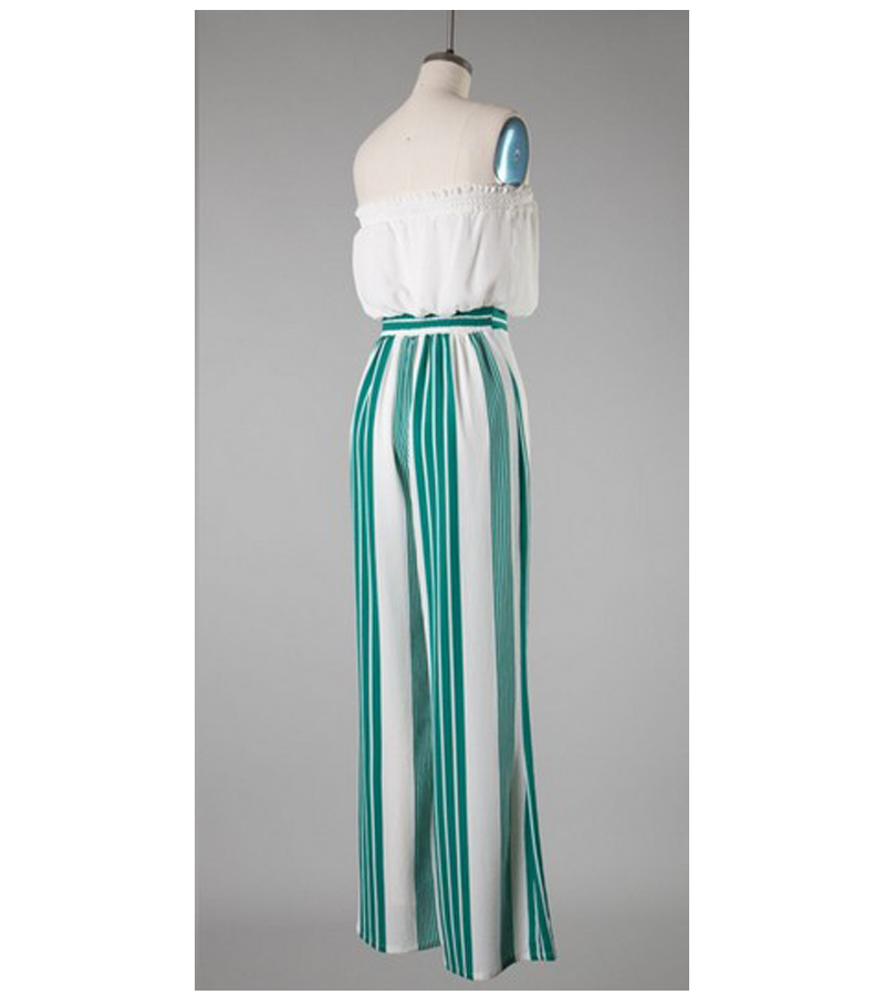 Jade Stripe Strapless Jumpsuit