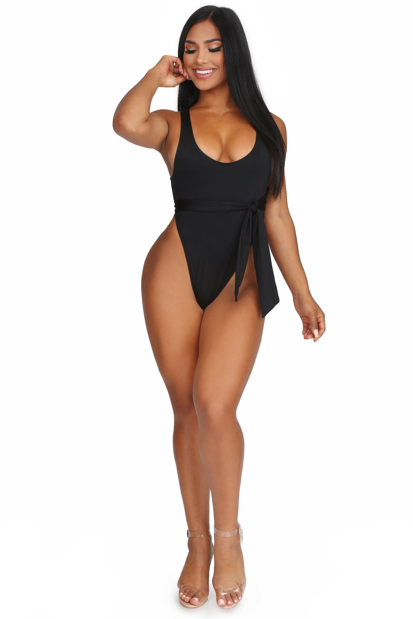Black Ultra High Cut One Piece
