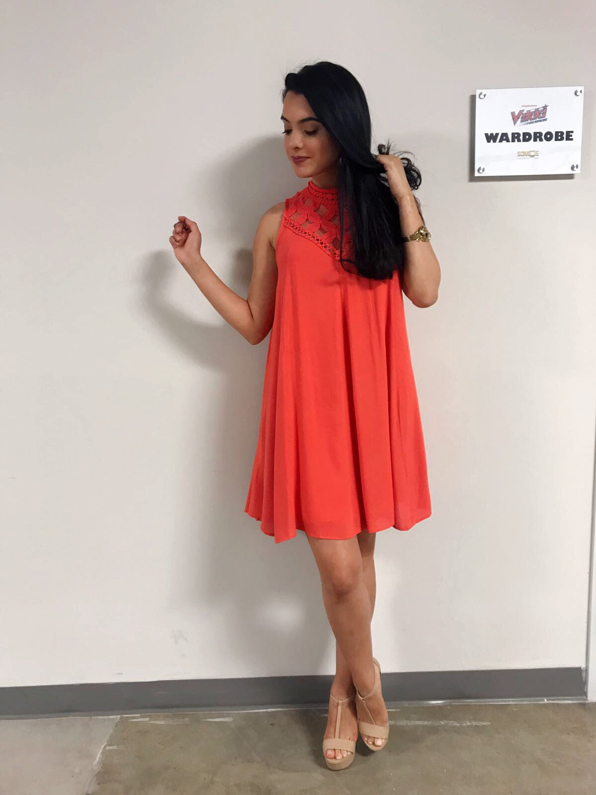 Tomato High Neck Swing Dress