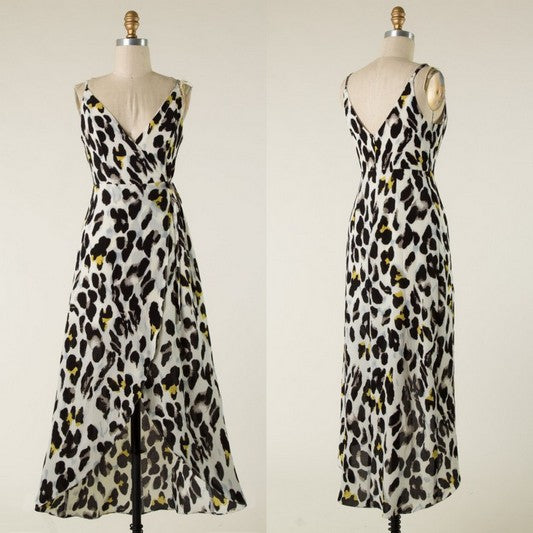 Animal Print High-Low Maxi Dress