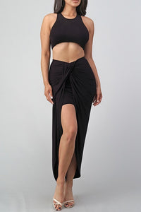 Black Two Piece Skirt Set
