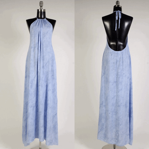 Chambray Open Back Maxi Dress