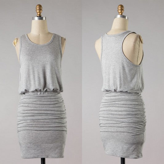 Heather Grey Shirred Sides Knit Dress
