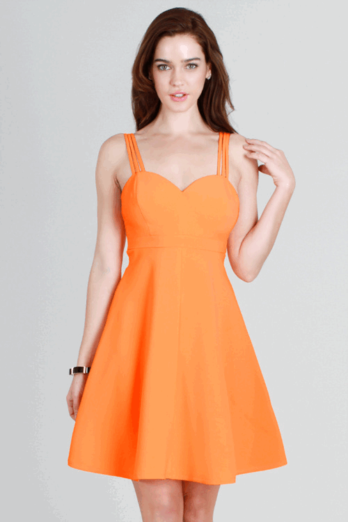 Neon Orange Flare Dress Small Neon Orange Flare Dress Small