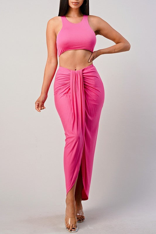 Pink Two Piece Skirt Set