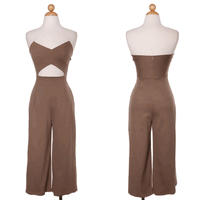 Taupe Cut Out Strapless Jumpsuit