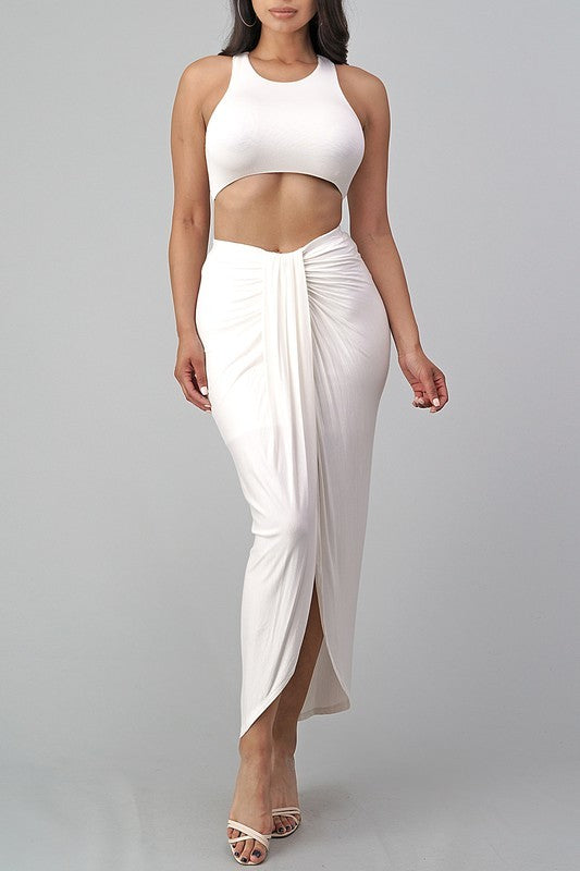 White Two Piece Skirt Set